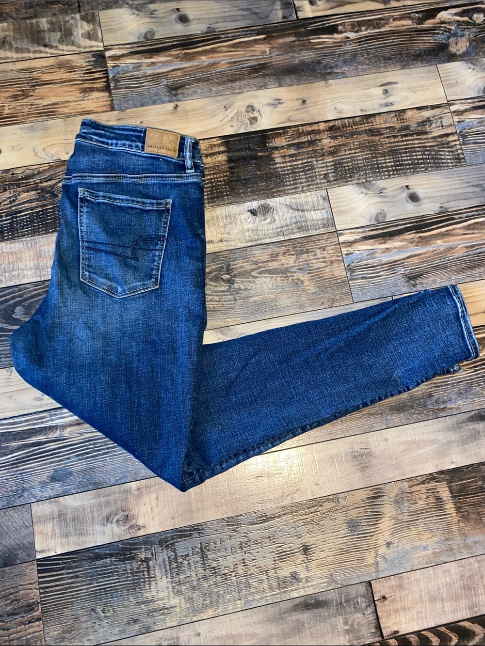 American Eagle Outfitters Distressed Skinny Dark Blue Jeans